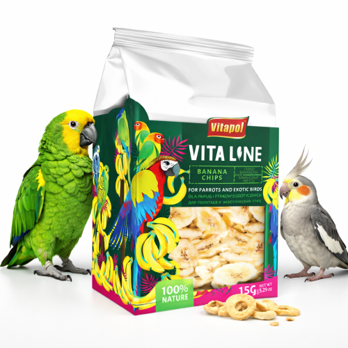 Vitapol VITALINE - Banánové chipsy pro všechny papoušky 150 g od ParrotPlanet.cz