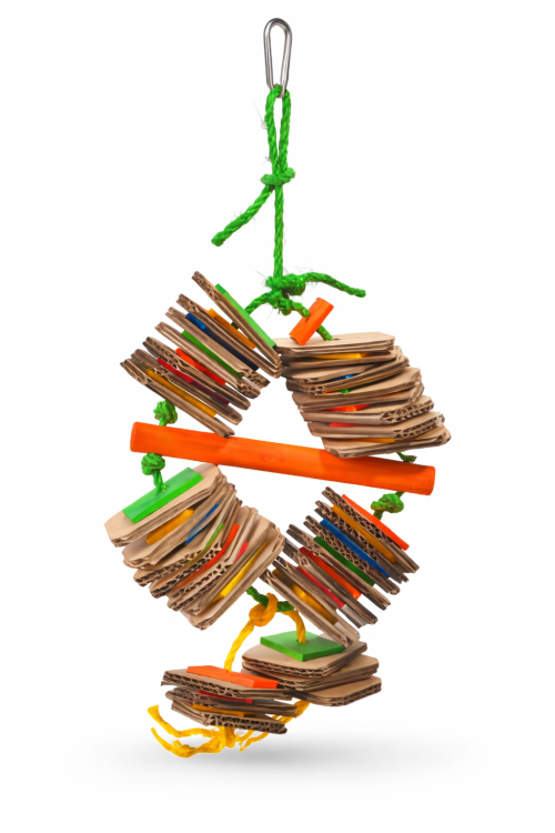 TekturLove - zabawka dla dużych i średnich papug z grubej tektury od ParrotPlanet.pl