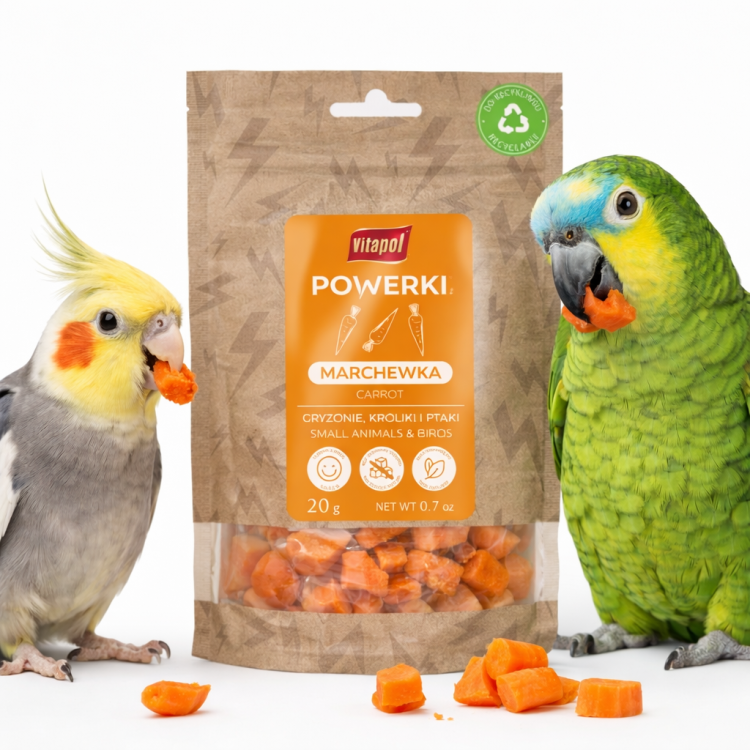 Powerki Vitapol – lyofilizovaná mrkev – pro všechny papoušky, hlodavce, králíky a exotické ptáky 20 g od ParrotPlanet.cz