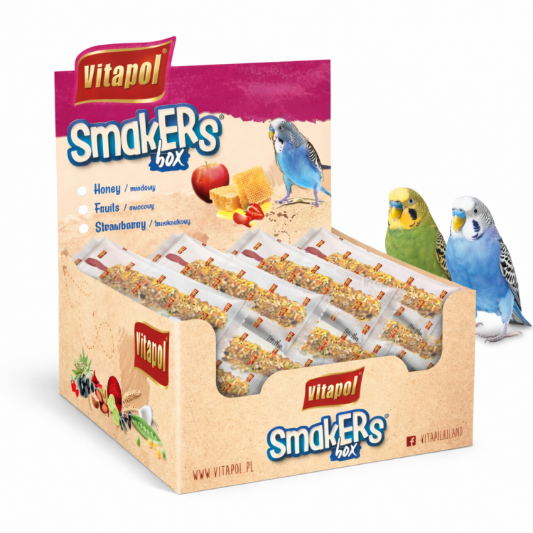 VITAPOL-SMAKERS BOX TRUSKAWKOWY – Kolby dla papużki falistej 12 sztuk  od ParrotPlanet.pl