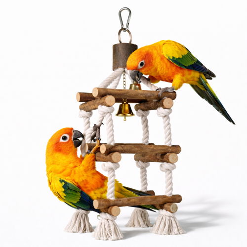 Dřevěná věž – hračka pro všechny menší papoušky  od ParrotPlanet.cz