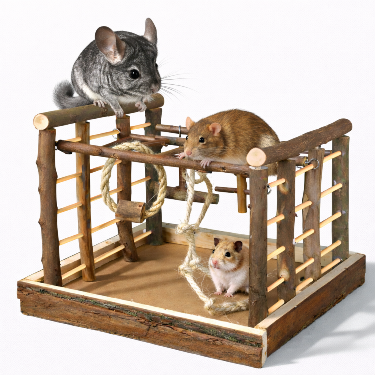 Dřevěné hřiště – pro malé a středně velké hlodavce od ParrotPlanet.cz