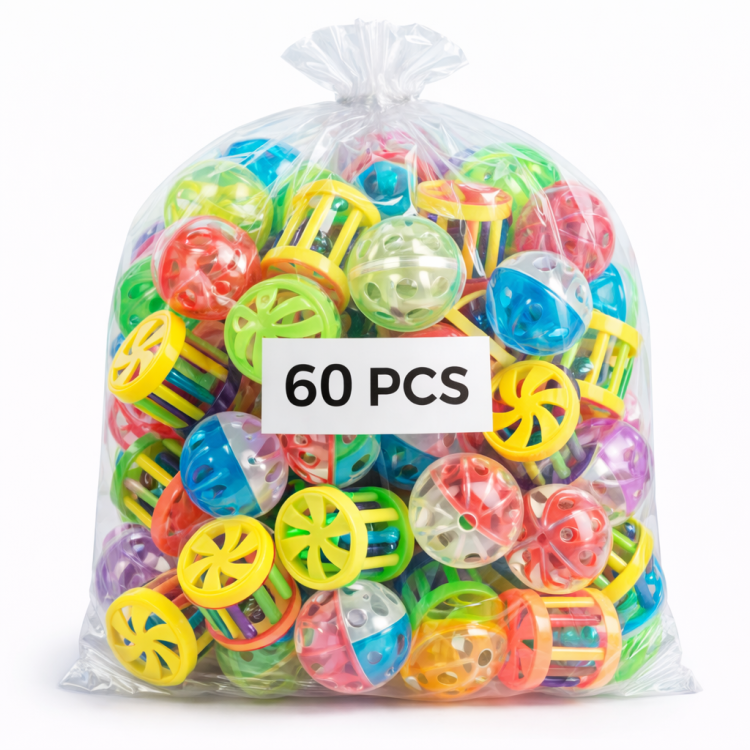 Sada 60 ks | KOULE/MÍČKY S ZVONKEM | Hračky pro kočky od ParrotPlanet.cz