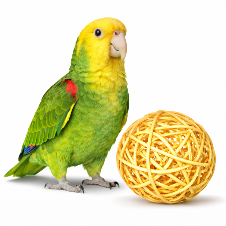 Přírodní proutěný míček střední – hračka do tlapky 11 cm od ParrotPlanet.cz