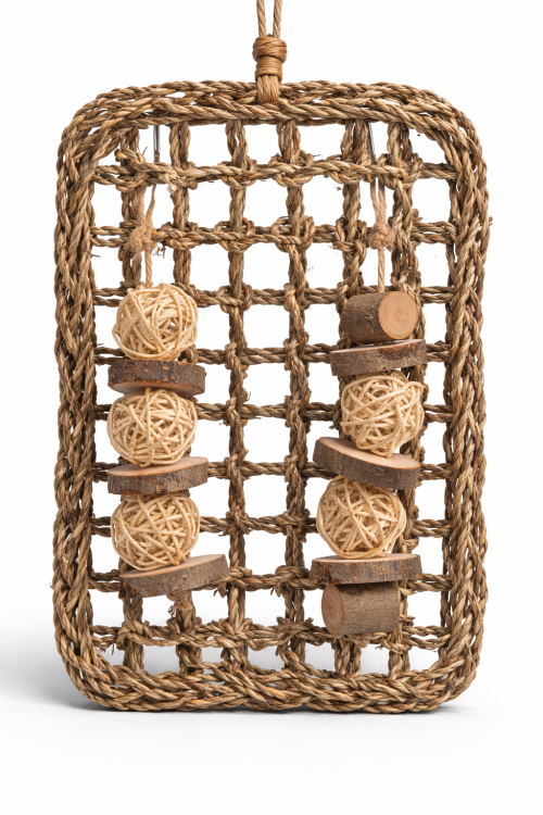 Ratanová rohož Šílenství | Hračka na krmení | Zábava pro všechny papoušky  od ParrotPlanet.cz