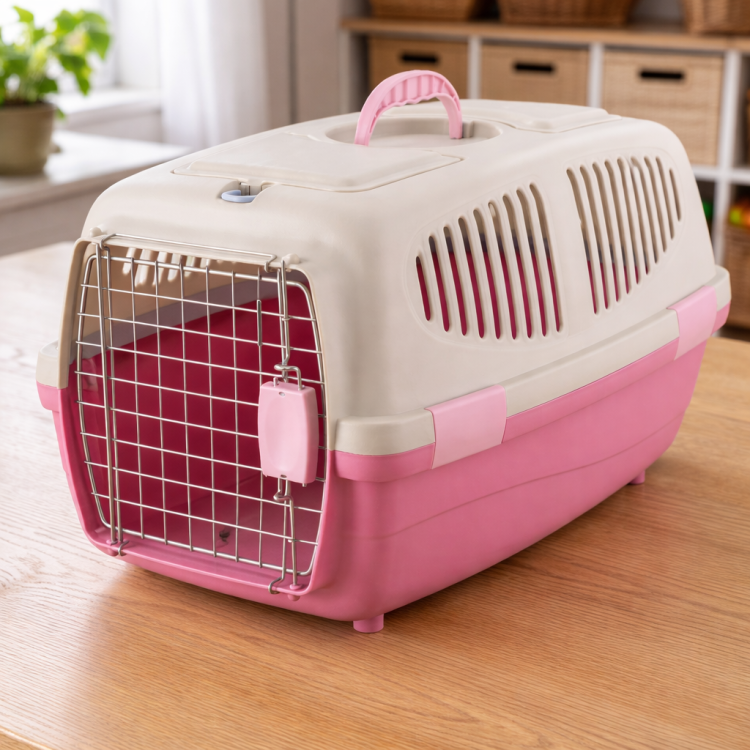 Šedá/růžová přepravka pro malé, střední a větší papoušky od ParrotPlanet.cz