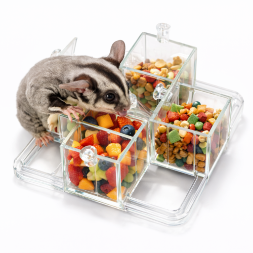 Čtyřnásobná miska – hračka a miska na krmení pro vakoveverky   od ParrotPlanet.cz