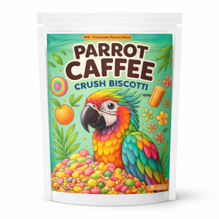 PARROT CAFFEE - Crush Biscotti - drcené sušenky pro všechny papoušky 100 g od ParrotPlanet.cz