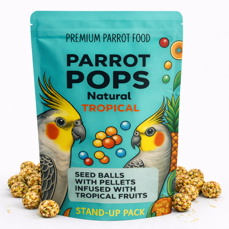 Parrot Pops Tropical Small – krmivo: obilí s tropickým ovocem ve tvaru kuliček pro malé a střední papoušky 250 g od ParrotPlanet.cz
