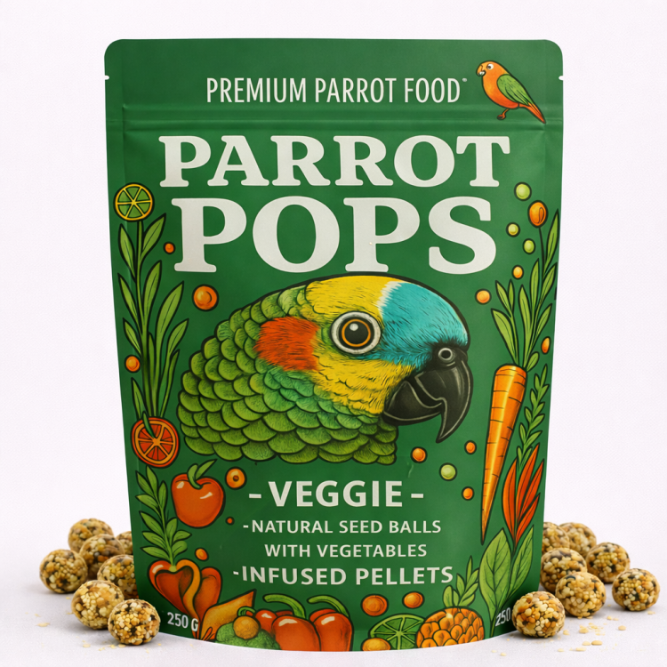 Parrot Pops VEGGIE – Big Parrot – Krmivo: zrní se zeleninou ve tvaru kuliček pro střední a velké papoušky 250 g od ParrotPlanet.cz