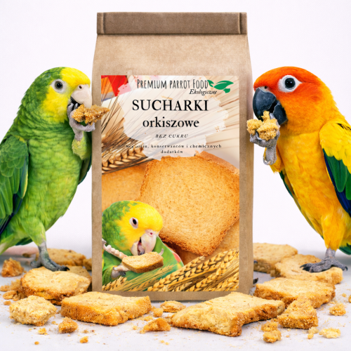 Ekologické sušenky z špaldové mouky – Parrot Breakfast – papouščí snídaně nebo oběd, teplý nebo studený, pro všechny papoušky 50 g od ParrotPlanet.cz