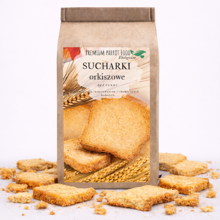 Ekologické sušenky z špaldové mouky – Parrot Breakfast – papouščí snídaně nebo oběd, teplý nebo studený, pro všechny papoušky 50 g od ParrotPlanet.cz