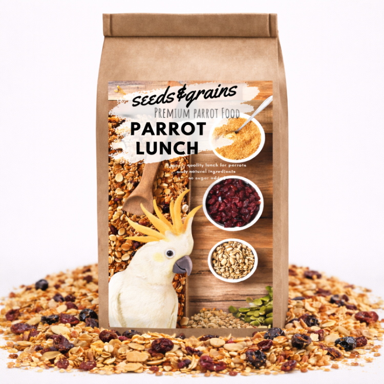Seeds &amp;amp; Grains Parrot Lunch | Obědové nebo snídaňové jídlo pro papoušky | Rychlé, zdravé a chutné | Teplé nebo studené od ParrotPlanet.cz