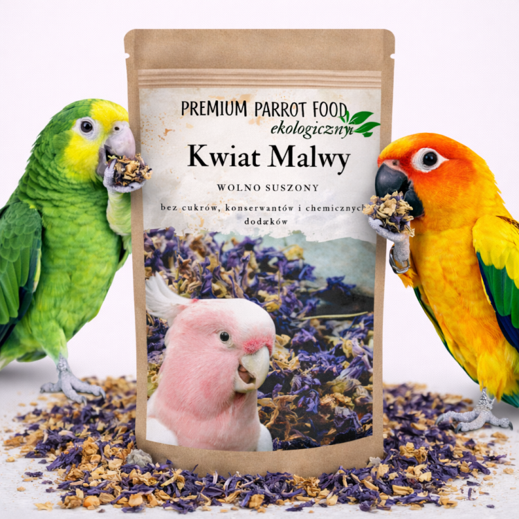 Ekologický, křupavý květ slézu | Snack | Doplňkové krmivo pro všechny papoušky 25 g od ParrotPlanet.cz