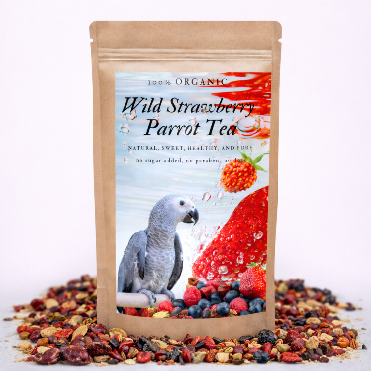 Wild Strawberry Parrot Tea – organický čaj pro papoušky s příchutí lesních jahod 100 g od ParrotPlanet.cz