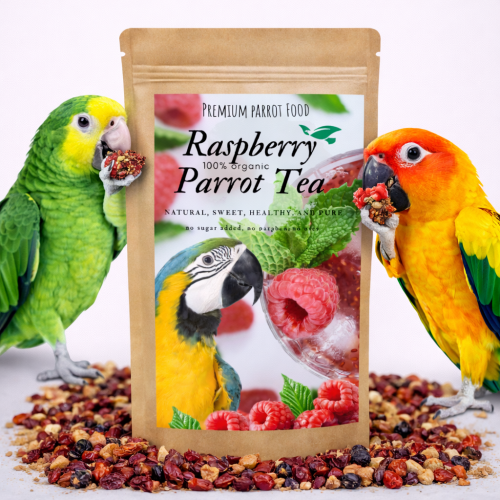 Raspberry Parrot Tea – organický čaj pro papoušky s příchutí malin 100 g od ParrotPlanet.cz
