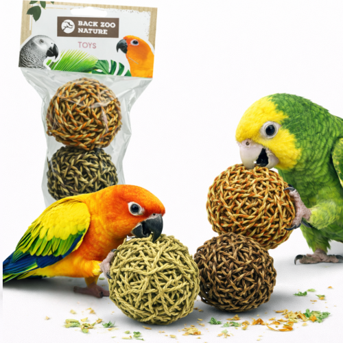 Naturalne Piłki z Trawy Morskiej Małe - zestaw 3 szt rozm.M dla wszystkich papug od ParrotPlanet.pl