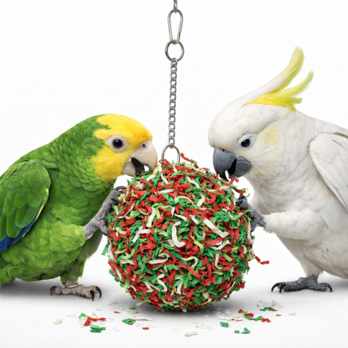 Vánoční kolekce | Christmas Shredder Ball | hračka pro papoušky | foraging míč | 29,5 cm od ParrotPlanet.cz