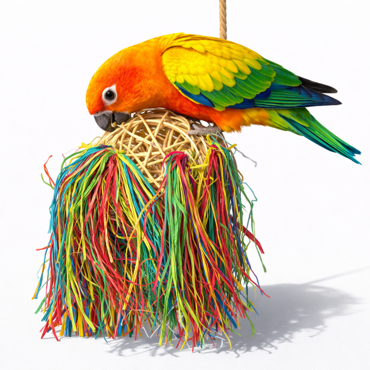 Havajská tanečnice – velká proutěná foragingová hračka pro papoušky, 43 × 23 cm ParrotPlanet.cz