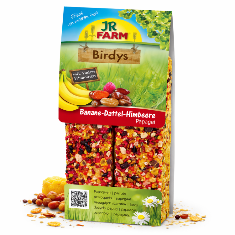 JR FARM Banánovo-datlovo-malinové klasy k chroupání pro všechny papoušky 260 g   od ParrotPlanet.cz