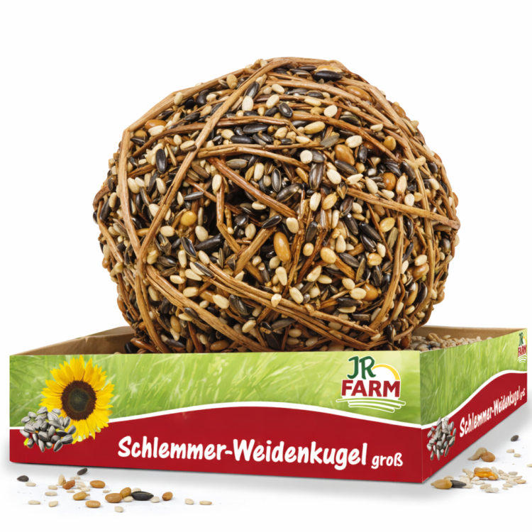 JR FARM Obří vrbová suda XXL s lahůdkami – pro zábavu a křupání pro všechny papoušky 300 g od ParrotPlanet.cz