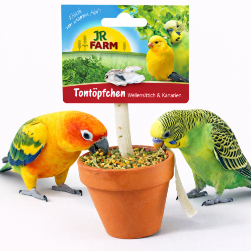 JR FARM Hliněný květináč – lahodná pochoutka pro všechny menší papoušky 80 g.cz