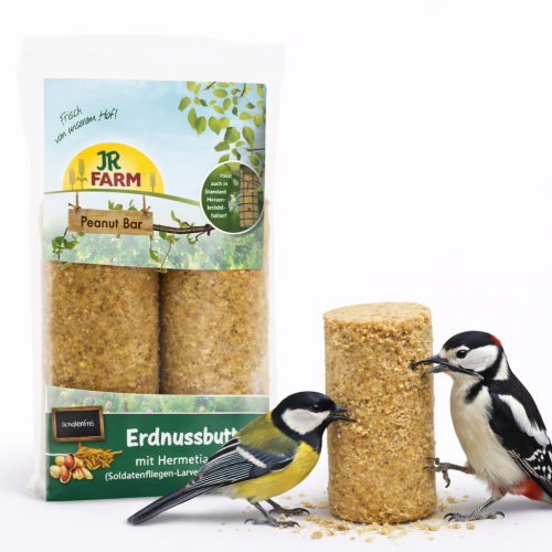 Peanut Bar JR FARM – vysokoproteinová pochoutka s ořechy a larvami pro volně žijící ptáky od Parrotplanet.cz