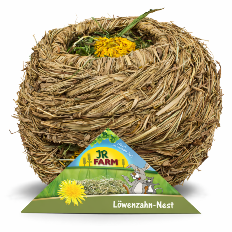 JR FARM Hnízdo s pampeliškou lékařskou 130 g přírodní koule se senem pro hlodavce a králíky od ParrotPlanet.cz