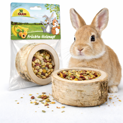 JR FARM ovocná dřevěná miska na žerování 120 g přírodní miska s ovocem pro hlodavce od ParrotPlanet.cz