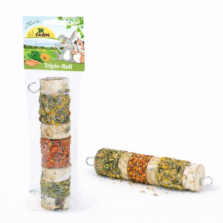 JR FARM Horizontální špíz se třemi pamlsky | Přírodní pamlsek k žerování pro hlodavce ParrotPlanet.cz