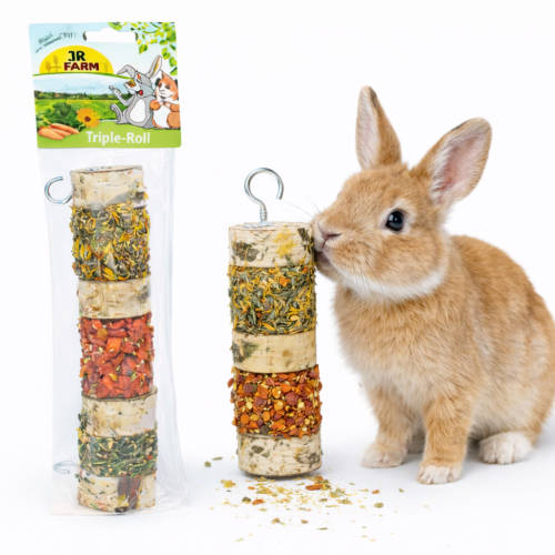 JR FARM Horizontální špíz se třemi pamlsky | Přírodní pamlsek k žerování pro hlodavce ParrotPlanet.cz