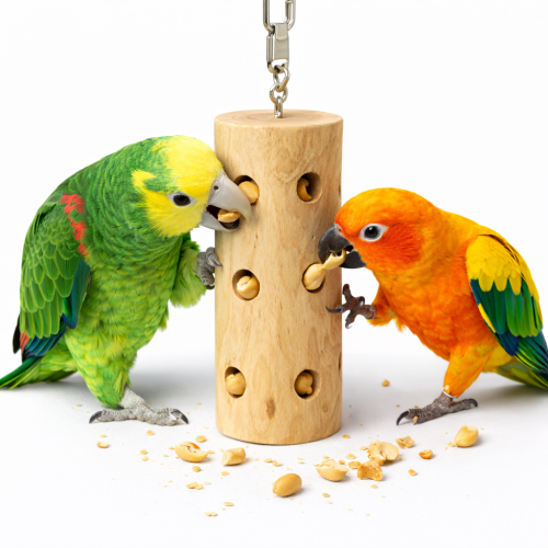 Hračka JAVA s výstupky – dřevěná hračka  pro střední a velké papoušky od ParrotPlanet.cz