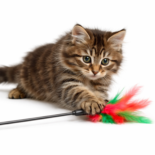 Barevná udice s peříčky – interaktivní hračka pro kočku od ParrotPlanet.cz
