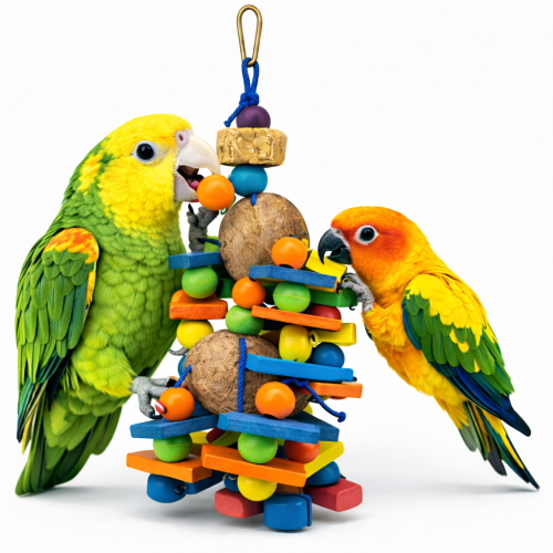 Kaskada Kokosowych Kul 45 cm | Duża zabawka do niszczenia dla papug od ParrotPlanet.pl