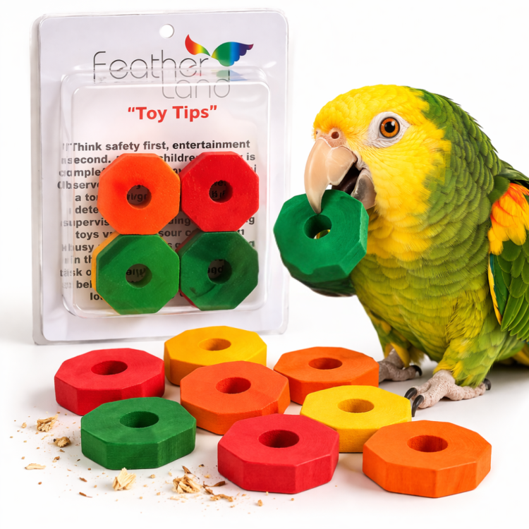 Drewniane ośmiokąty - części zamienne do robienia zabawek dla papug DIY lub zabawka do łapki od ParrotPlanet.pl