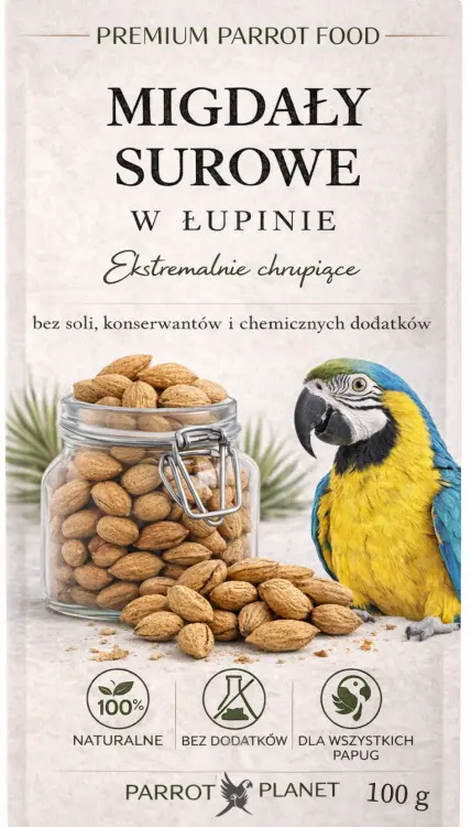 Premium Parrot Food - Migdały w Skorupce - dla wszystkich papug 100g  od ParrotPlanet.pl