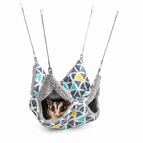 Hamak dwupiętrowy | Namiot | Jaskinia dla lotopałanek i gryzoni | 30 x 30 cm –| miękka strefa odpoczynku i obserwacji od ParrotPlanet.pl