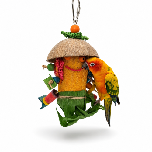 Luffa Man – přírodní hračka pro střední a velké papoušky | 30 × 16 × 10 cm ParrotPlanet.cz