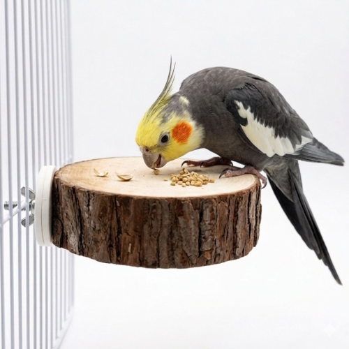 Kulatý dřevěný stolek pro papoušky S/M – průměr 10 cm ParrotPlanet.cz