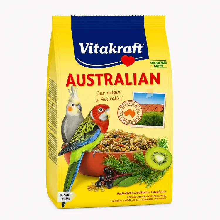 Vitakraft Australian 750 g – Prémiové krmivo pro andulky a rozelly | Přírodní složky, ovoce, semena, kompletní sada vitamínů od ParrotPlanet.cz