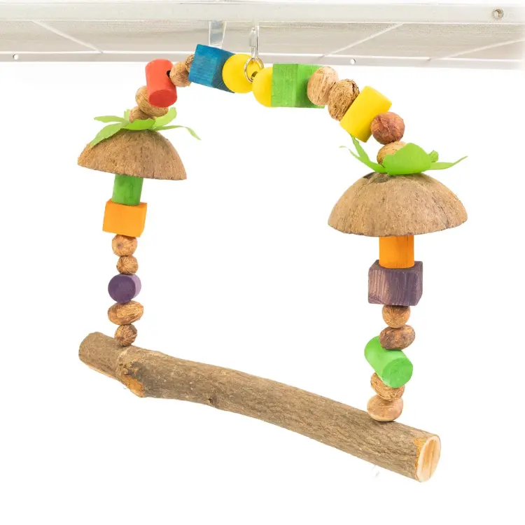 Coconut Canopy Swing – přírodní houpačka s kokosem pro papoušky 45 × 41 × 13 cm 45 × 41 × 13 cm od ParrotPlanet.pl
