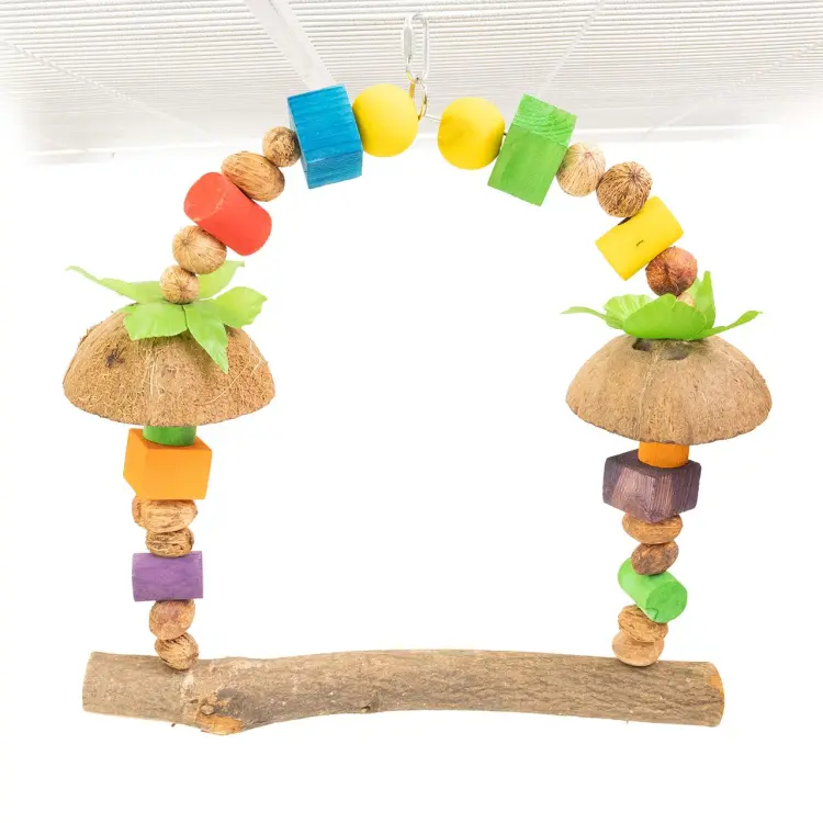 Coconut Canopy Swing – přírodní houpačka s kokosem pro papoušky 45 × 41 × 13 cm 45 × 41 × 13 cm od ParrotPlanet.pl