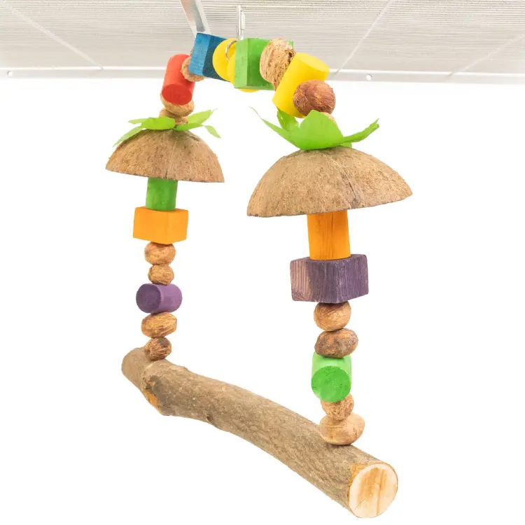 Coconut Canopy Swing – přírodní houpačka s kokosem pro papoušky 45 × 41 × 13 cm 45 × 41 × 13 cm od ParrotPlanet.pl