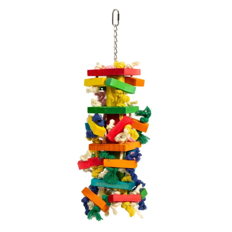 Big Blocks Adventure XL – velká dřevěná hračka pro papoušky 50 × 14 × 14 cm ParrotPlanet.cz