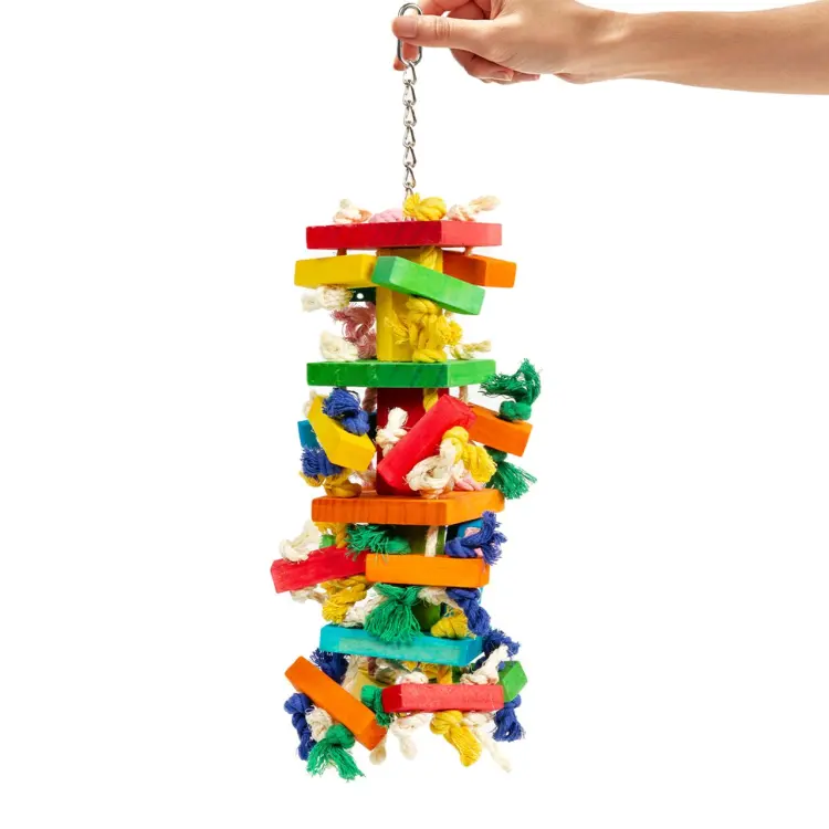 Big Blocks Adventure XL – velká dřevěná hračka pro papoušky 50 × 14 × 14 cm ParrotPlanet.cz