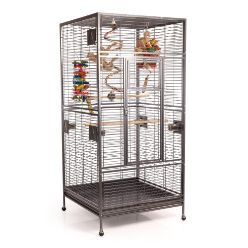 Klec pro papoušky Montana Arkansas Nova I tmavá – velká klec pro střední a velké papoušky 101,5 × 101,5 × 220 cm ParrotPlanet.cz