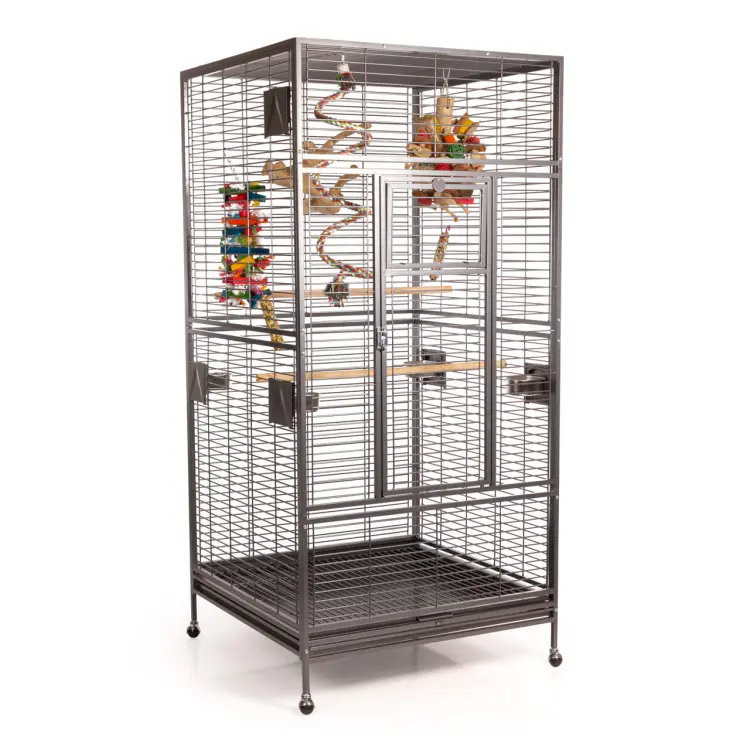Klec pro papoušky Montana Arkansas Nova I tmavá – velká klec pro střední a velké papoušky 101,5 × 101,5 × 220 cm ParrotPlanet.cz