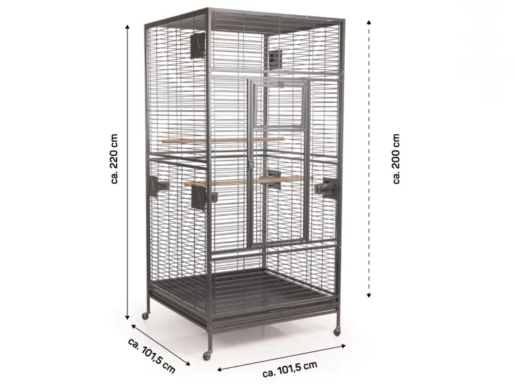 Klec pro papoušky Montana Arkansas Nova I tmavá – velká klec pro střední a velké papoušky 101,5 × 101,5 × 220 cm ParrotPlanet.cz