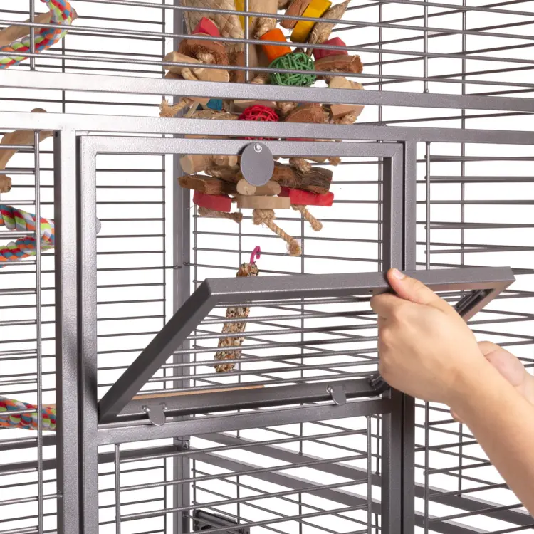 Klec pro papoušky Montana Arkansas Nova I tmavá – velká klec pro střední a velké papoušky 101,5 × 101,5 × 220 cm ParrotPlanet.cz
