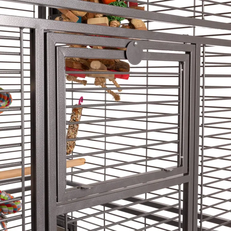 Klec pro papoušky Montana Arkansas Nova I tmavá – velká klec pro střední a velké papoušky 101,5 × 101,5 × 220 cm ParrotPlanet.cz
